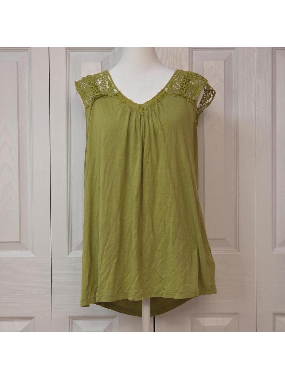 Chartreuse Green Crochet Lace Tunic Top Apt 9 Size XL Boho Indie Cover Up Blouse